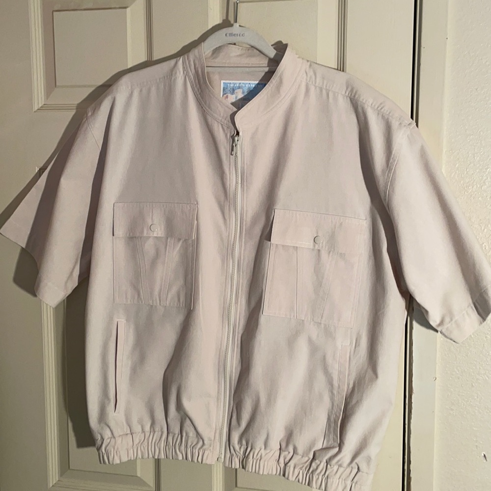 Vintage Vacation Express off white large heavyweight shirt or jacket. Zip front